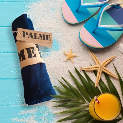 Paréo bleu marine Palme